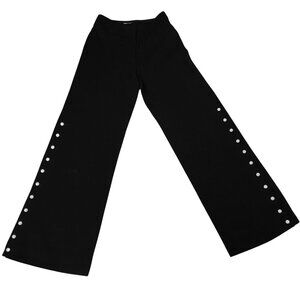 ANTHROPOLOGIE Leifsdottir Black Wide Leg Pearl Button Sides High Rise Pants Sz 6